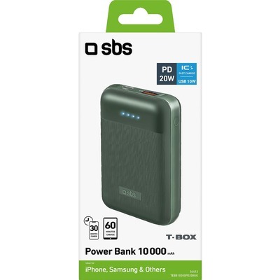 Powerbank SBS 10000 mAh 1USB + 1Type-C 20W grey grigio