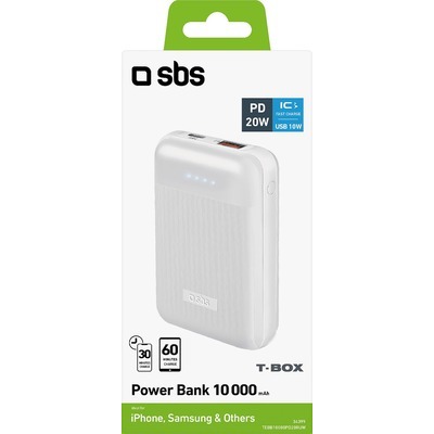 Powerbank SBS 10000 mAh 1USB + 1Type-C 20W white bianco