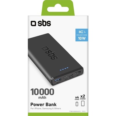 Powerbank SBS 10000mAh 2 USB 2.1A nero