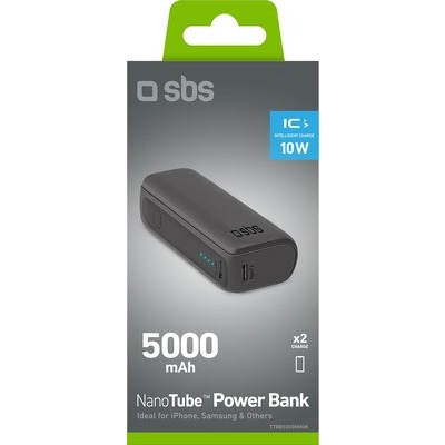 Powerbank SBS 5.000mAh, 2x Type-C + USB , 10W, colore nero