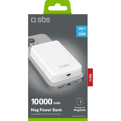Powerbank SBS MagSafe 10.000mAh 1x type-c 10W Wireless 5W colore bianco