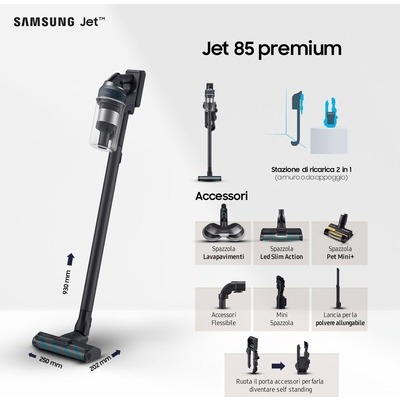 Scopa elettrica ricaricabile Samsung Jet 85 Premium con spazzola lavapavimenti + spazzola pet