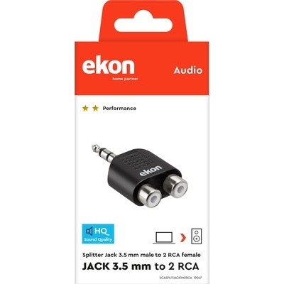 Sdoppiatore audio jack 3,5 mm stereo maschio a 2 RCA femmina Ekon