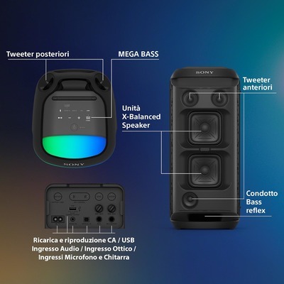 Sistema audio Sony SRS-XV800 colore nero bluetooth
