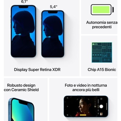Smartphone Wind3 Apple iPhone 13 128GB blu