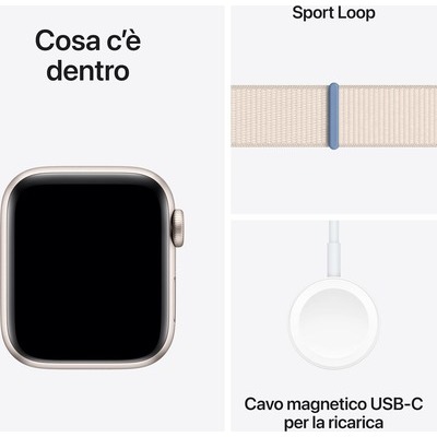 Smartwatch Apple Watch SE GPS 40mm in alluminio Starlight con cinturino sport loop starlight