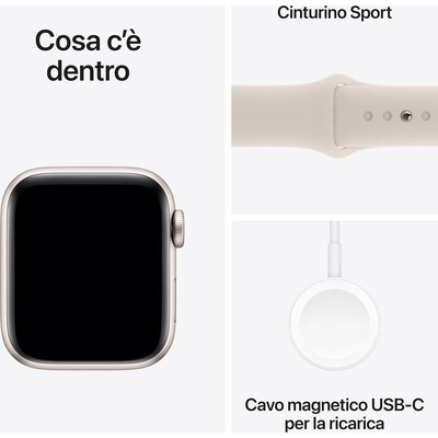 Smartwatch Apple Watch SE GPS 40mm in alluminio Starlight con cinturino sport starlight - M/L