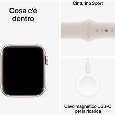 Smartwatch Apple Watch SE GPS 44mm in alluminio Starlight con cinturino sport starlight - M/L