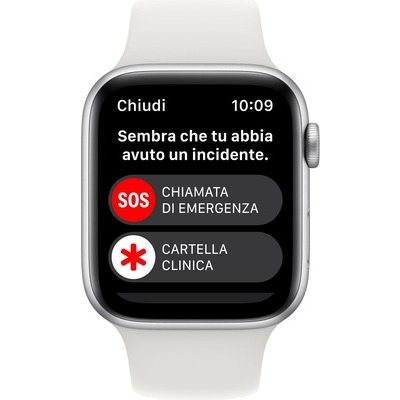 Smartwatch Apple Watch SE new GPS cassa 44mm in alluminio silver con cinturino sport bianco