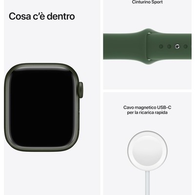 Smartwatch Apple Watch Serie 7 GPS cassa 41mm in alluminio verde con cinturino sport verde