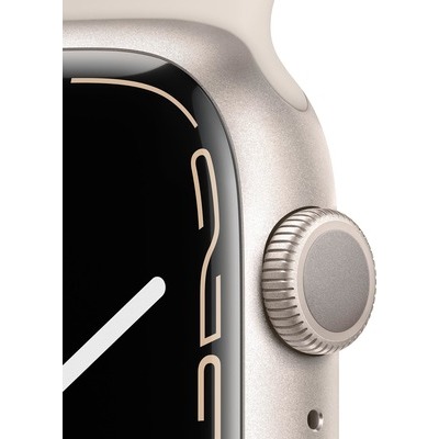 Smartwatch Apple Watch Serie 7 GPS cassa 45mm in alluminio silver con cinturino sport bianco