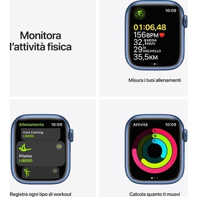 Smartwatch Apple Watch Serie 7 GPS+cellular cassa 41mm in alluminio blu con cinturino sport blu