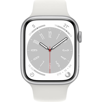Smartwatch Apple Watch Serie 8 GPS cassa 45mm in alluminio 45mm silver con cinturino sport bianco