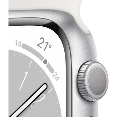 Smartwatch Apple Watch Serie 8 GPS cassa 45mm in alluminio 45mm silver con cinturino sport bianco