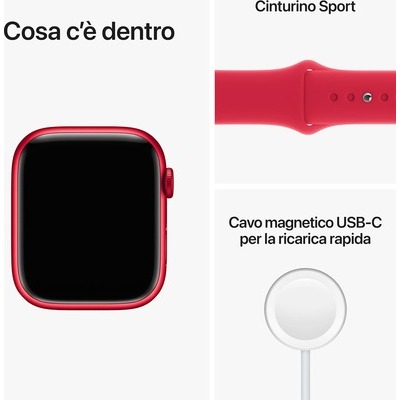 Smartwatch Apple Watch Serie 8 GPS cassa 45mm in alluminio rosso con cinturino sport rosso