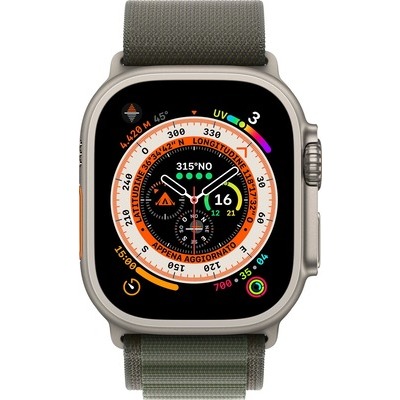 Smartwatch Apple Watch Ultra GPS+Cellular cassa 49mm in titanio con cinturino alpine loop taglia M green verde
