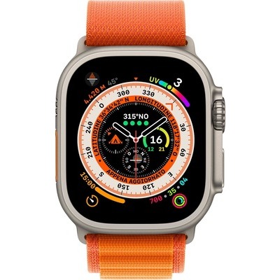 Smartwatch Apple Watch Ultra GPS+Cellular cassa 49mm in titanio con cinturino alpine loop taglia M orange arancione