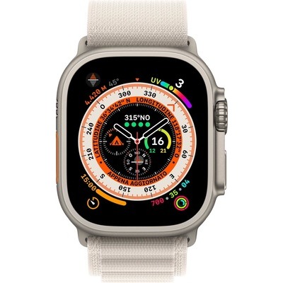 Smartwatch Apple Watch Ultra GPS+Cellular cassa 49mm in titanio con cinturino alpine loop taglia S starlight bianco