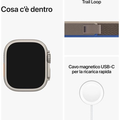 Smartwatch Apple Watch Ultra GPS+Cellular cassa 49mm in titanio con cinturino trail loop taglia M/L blue/gray blu/grigio