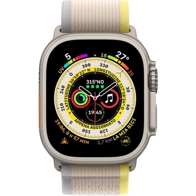 Smartwatch Apple Watch Ultra GPS+Cellular cassa 49mm in titanio con cinturino trail loop taglia M/L yellow/beige giallo/beige
