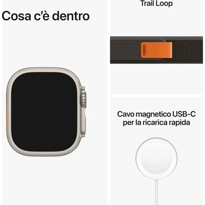 Smartwatch Apple Watch Ultra GPS+Cellular cassa 49mm in titanio con cinturino trail loop taglia S/M black/gray nero/grigio