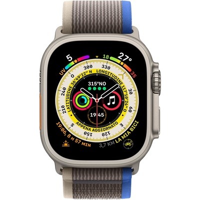 Smartwatch Apple Watch Ultra GPS+Cellular cassa 49mm in titanio con cinturino trail loop taglia S/M blue/gray blu/grigio