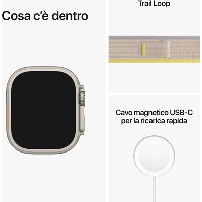 Smartwatch Apple Watch Ultra GPS+Cellular cassa 49mm in titanio con cinturino trail loop taglia S/M yellow/beige giallo/beige