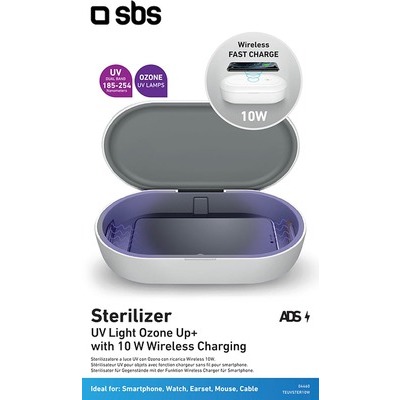 Sterilizzatore SBS TEUVSTER10W a raggi UV-C + Ozono con ricarica wireless per smartphone igienizza e disinfetta