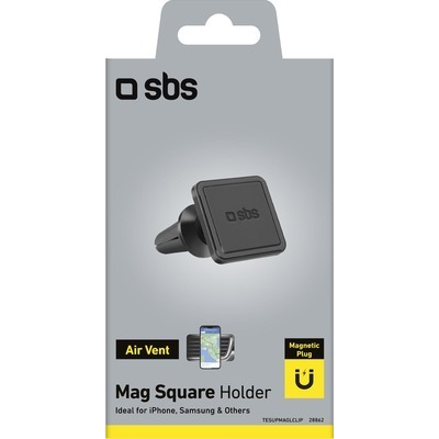 Supporto magnetico quadrato da auto SBS con aggancio clip rigida per bocchetta di aerazione