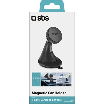 Supporto magnetico SBS linea Wide, aggancio a ventosa per cruscotto e parabrezza