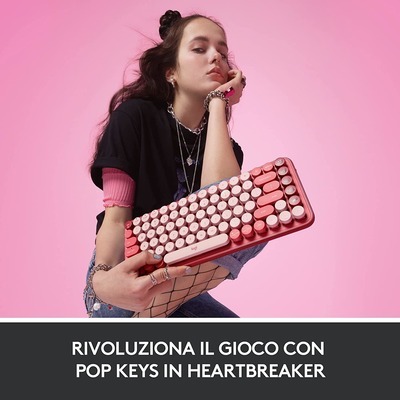 Tastiera Logitech POP KEYS Heartbreaker wireless rosa