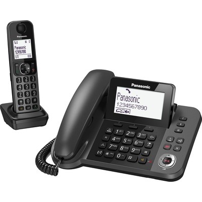 Telefono a filo con segreteria + Cordless Panasonic TGF320EXM black nero