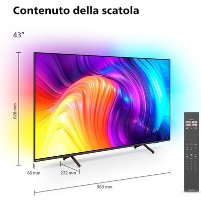 TV LED Philips 43PUS8517 Calibrato 4K e FULL HD Ambilight