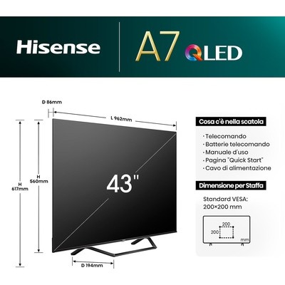 TV LED QLED 4K Hisense 43A79NQ