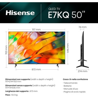 TV LED QLED 4K Hisense 50E79KQ UHD