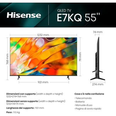 TV LED QLED 4K Smart Hisense 55E79KQ UHD
