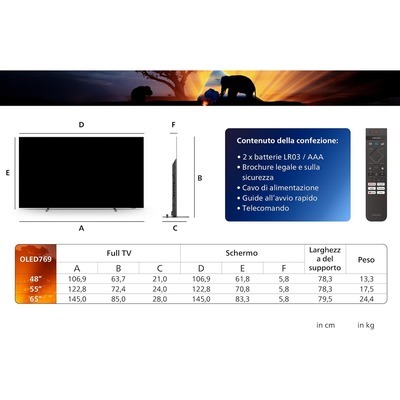 TV OLED Smart Philips 55OLED769 Calibrato 4K UHD Ambilight