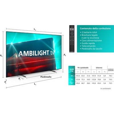 TV OLED UHD 4K Smart Philips 48OLED718 Ambilight