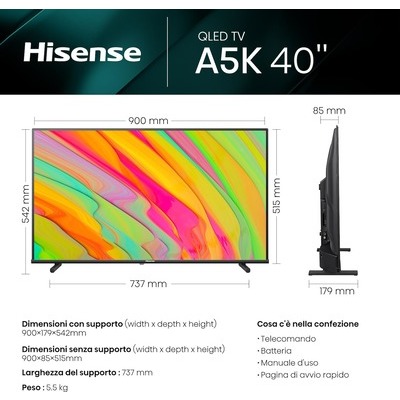 TV QLED Smart Hisense 40A59KQ Full HD