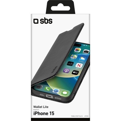 Wallet Lite SBS in PU per iPhone 15 colore nero