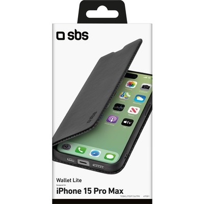 Wallet Lite SBS in TPU per iPhone 15 Pro Max colore nero