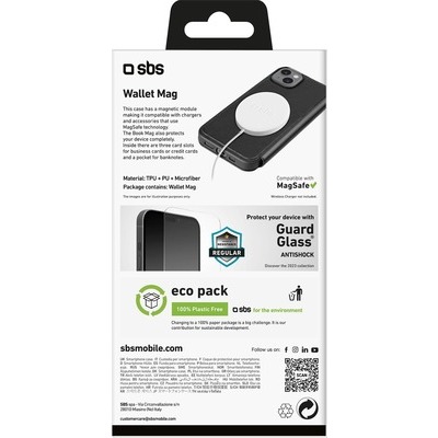 Wallet SBS compatibile con MagSafe per iPhone 15 Plus / iPhone 14 Plus colore nero