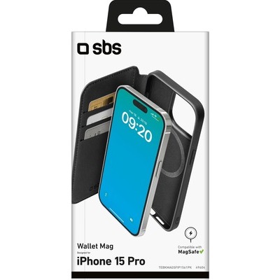 Wallet SBS compatibile con Magsafe per iPhone 15 Pro colore nero