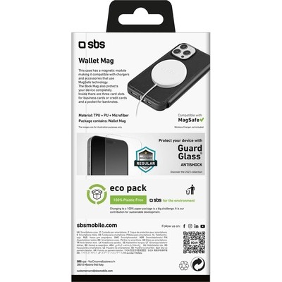 Wallet SBS compatibile con Magsafe per iPhone 15 Pro colore nero